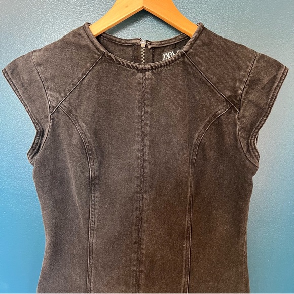 Zara  Black Denim Mini Dress|Medium - Picture 3 of 9